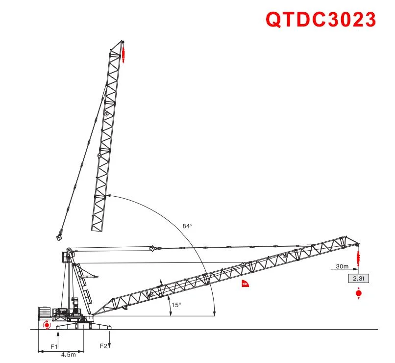 Chinese Tower Crane Manufacturer Sun Construction Derrick Crane with Jib Length of 30 Meters 2.3tons Qtdc3023
