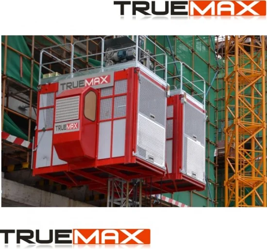 Polipasto de pasajeros de doble jaula Truemax con inversor Schneider para construcción